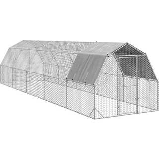 hønsegård med tag 2,5x10x2,25 m galvaniseret stål