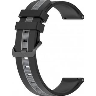 22 mm silikonerem til Garmin/Samsung/Xiaomi ure Sort+grå
