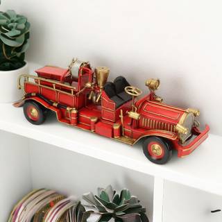 6 """" R?d og guld metal h?ndmalet tidligt 20. ?rhundrede Red Fire Engine Model Car