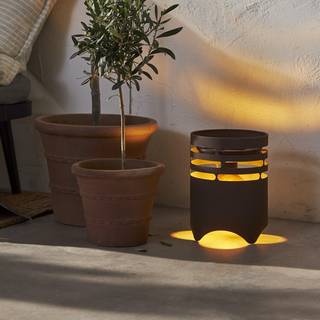 LED-solcellelampe Marron, højde 25 cm, brun, metal, USB-C