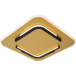 LED-loftlampe Andreas, kantet, 40 cm x 40 cm, guld mat