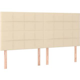 sengegavl med LED-lys 200x5x118/128 cm stof Cremefarvet