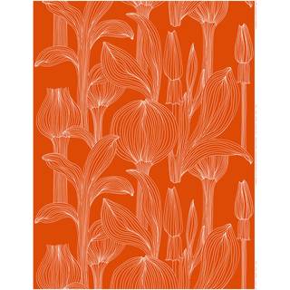 Marimekko Kukat Puhkeavat stof bomuldssatin Tomato red-white