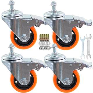 Heavy Duty Stem Caster Wheels M10-1.5x25mm dobbeltlåsning ingen støj PVC gevind stam caster hjul pakning af 4 til arbejdsbænk dolly møbler (3 tom