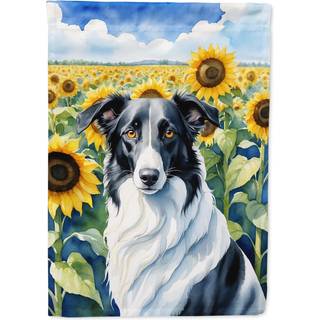 Carolines skatte DAC6034CHF BORZOI I SUNFLOWERS HUS FLAG STOR VORCHE SÆRME POL Dekorativ uden