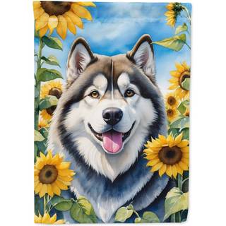 Caroline's Treasures DAC6005CHF Alaskan Malamute i Sunflowers House Flag Stor veranda ærme pole dekorativt uden for gårdspladser kunstværk væg hæ