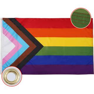 Bradford Fremskridt Pride Flag 2x3 ft Udend?rs levende farve Gay Progressiv Rainbow Flag LGBTQ All Inlcusive Progressive for Wall Lesbian Trans P