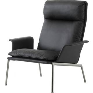 &Tradition Muno Ln17 Loungestol Høj Ryg Med Armlæn Dark Chrome / - Lænestole Læder Sort - 139905A235A030A501