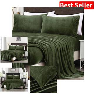 Chezmoi kollektion ekstra blød fleece ark sæt dronning mikroplush ikke -pyldende fløjlsagtig seng ark dyb lomme - letvægt hele sæsonen varme dron