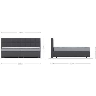 Boxspringbett Dream-Fine Mikrofaser Grau 200x200 cm mit Taschenfederkernmatratze und Topper Visco
