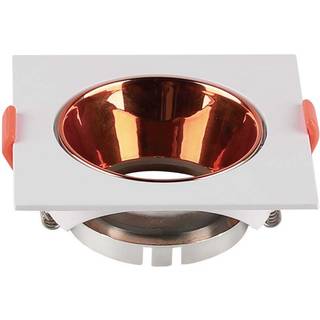 GU10 - lampe, firkantet, hvid ramme, rose guld reflektor