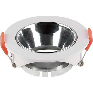 GU10-lampe, rund, hvid ramme, krom reflektor