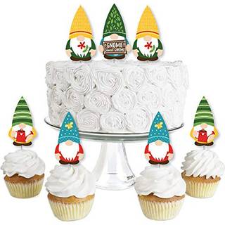 Big Dot of Happiness Garden Gnomes - Dessert Cupcake Toppers - Forest Gnome Party Clear Picks - S?t p? 24