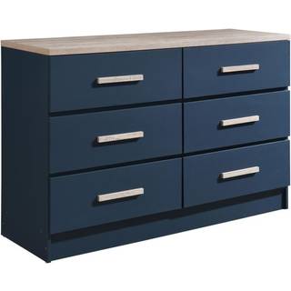 Kommode med 6 skuffer - Blå og naturlig - SKAIDO