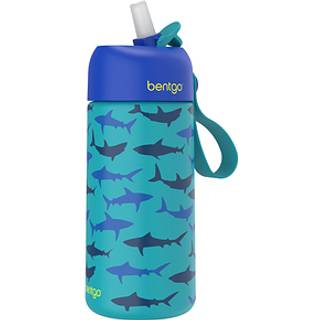 Bentgo Kids rustfrit stål isoleret vandflaske - lækagebesæt; Holder kølig i 12 timer; Holdbar BPA-fri opvaskemaskine sikker 14 oz. Kop i alderen