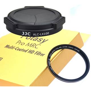 JJC Black LX100 Auto Self-tilbageholdelse Beskyttende linse Cap kompatibel med Panasonic Lumix LX100 LX100 II Leica D-Lux Typ 109 D-LUX 7 LX100II