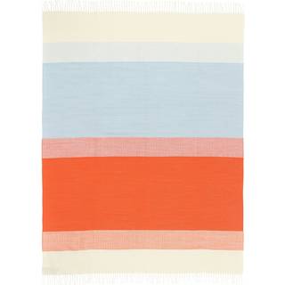 Marimekko Hennika Plaid 120x180 Cm Orange / Lyseblå - Plaider & Tæpper Uld Hvid - 073932-215