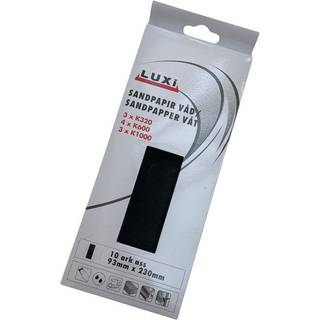 Vådslibepapir 10 stk. ass. i korn 320/600/1000 - Luxi