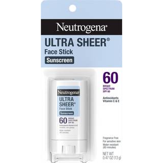 Neutrogena Ultra Sheer SPF 60 ansigtssolcremestift Vandafvisende ansigtsstift med bredspektret SPF 60 beskyttelse til flsom hud Mini rejsesolcre