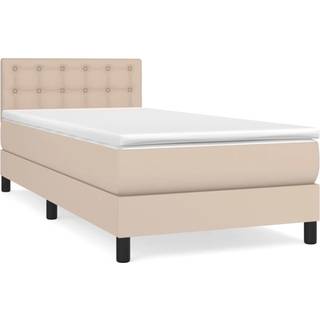 Kontinentalseng Kunstlæder Farvet Cappuccino - knapper / 90 x 190 cm