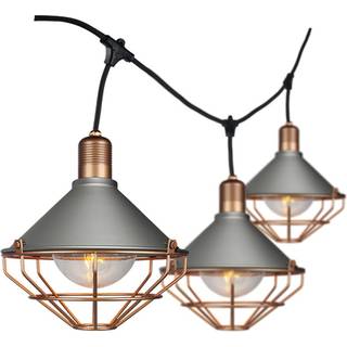 LED lyskæde (3m) med pære (6 pærer) - rose guld, IP65