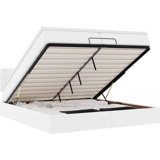 osmannisk sengeramme med madrasser 200x200 cm kunstlæder hvid