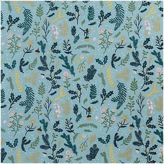 Stoff türkis Zweige mit gold 140cm - Grün