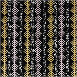 Stoff grafische Tanne schwarz-gold 50x140cm - Schwarz, Gold