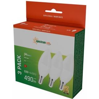 C37 LED E14 6W - 230V, Varm Hvid, Spectrum, 3-pak - Dæmpbar : Ikke dæmpbar, Kulør : Varm