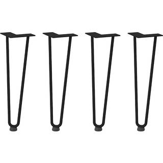 Hårnåle Bordben Massivt Stål Sort - 2 rods / 42 cm