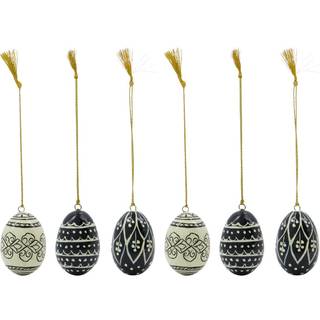 House Doctor Deco påskeæg 5 cm 6 dele Black-offwhite
