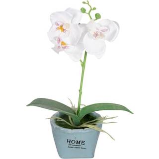 Kunstig Orkidé - Højde 26 cm - Hvide flotte blomster - Kunstig potteplante