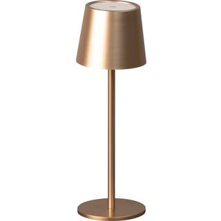 LED-bordlampe med batteri Roxi, kaffefarvet, metal, IP54, dæmper