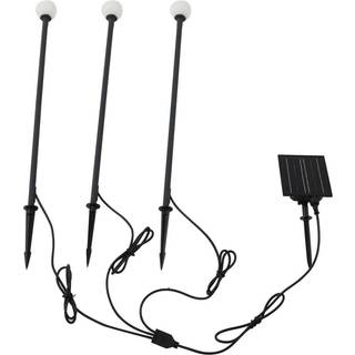 Lindby LED-solcellelampe Freydis, sæt med 3, sort, 2.000 K