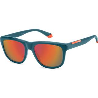 Polaroid Unisex PLD 2163/S 5BF/OZ Solbriller Polycarbonat Petrolium Rød Firkantet Polariseret Flerskikts