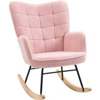 HOMCOM Soft Fleecey Rocking Wingback Chair - Pink