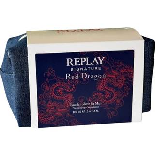 Replay Giftset Replay Signature Red Dragon Man Edt 100ml + Pochette