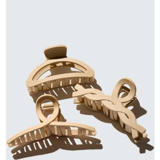 Medium Claw Hair Clips, 3-Pack, Beige