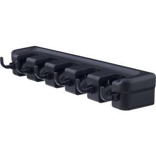 Superio Mop og Broom Holder Wall Mount (Black) Cleaning Tools Wall Organizer 5 Rack Slots og 6 Hooks til Kitchen Closet Garage Garden and Office