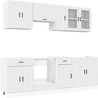 8 Dele Køkkenskabssæt Kalmar Konstrueret Træ - Hvid