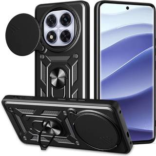 Xiaomi Redmi Note 14 Pro+ Tech-Protect Camshield Cover m. Magnetisk Fingerring & Ståfunktion - Sort