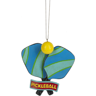 Lysbl? gr?n pickle ball racket ball 3,75 tommer harpiks dekorativ julepynt