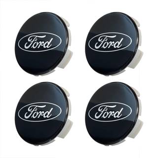 Sæt med fire 2 1/8 """" Black and Chrome Center Wheel Cap Kit til nuværende og sene model Ford -personbiler - passer ikke til Ford Truck eller SUV