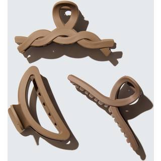 Medium Claw Hair Clips, 3-Pack, Coffee