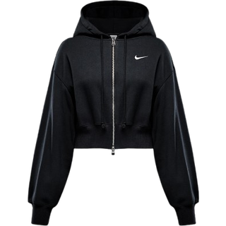 Nike Phoenix Crop Full Zip Hoodie, Black - XS