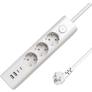 MicroConnect 3-vejs USB Schuko forlængerledning med tænd/sluk-knap | PRIS-MATCH