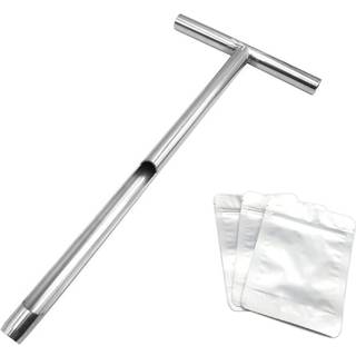 Xcellent jordprobe Jordprøve Probe 20 tommer med genanvendelige jordprøvetasker Tasker i rustfrit stål T-stil Håndter jordtestkit til jordprøveta