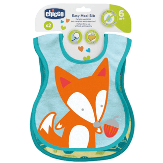 Chicco Easy Meal Bib 6m+ hagesmæk Green 2 stk. - 2 stk.