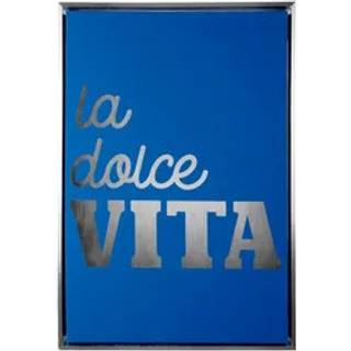 Lærreds billed La Dolce Vita 40cm blå og sølv