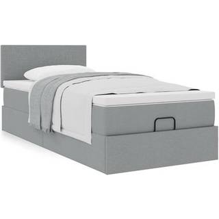 ottoman seng med madras 100x200 cm stof lysegrå